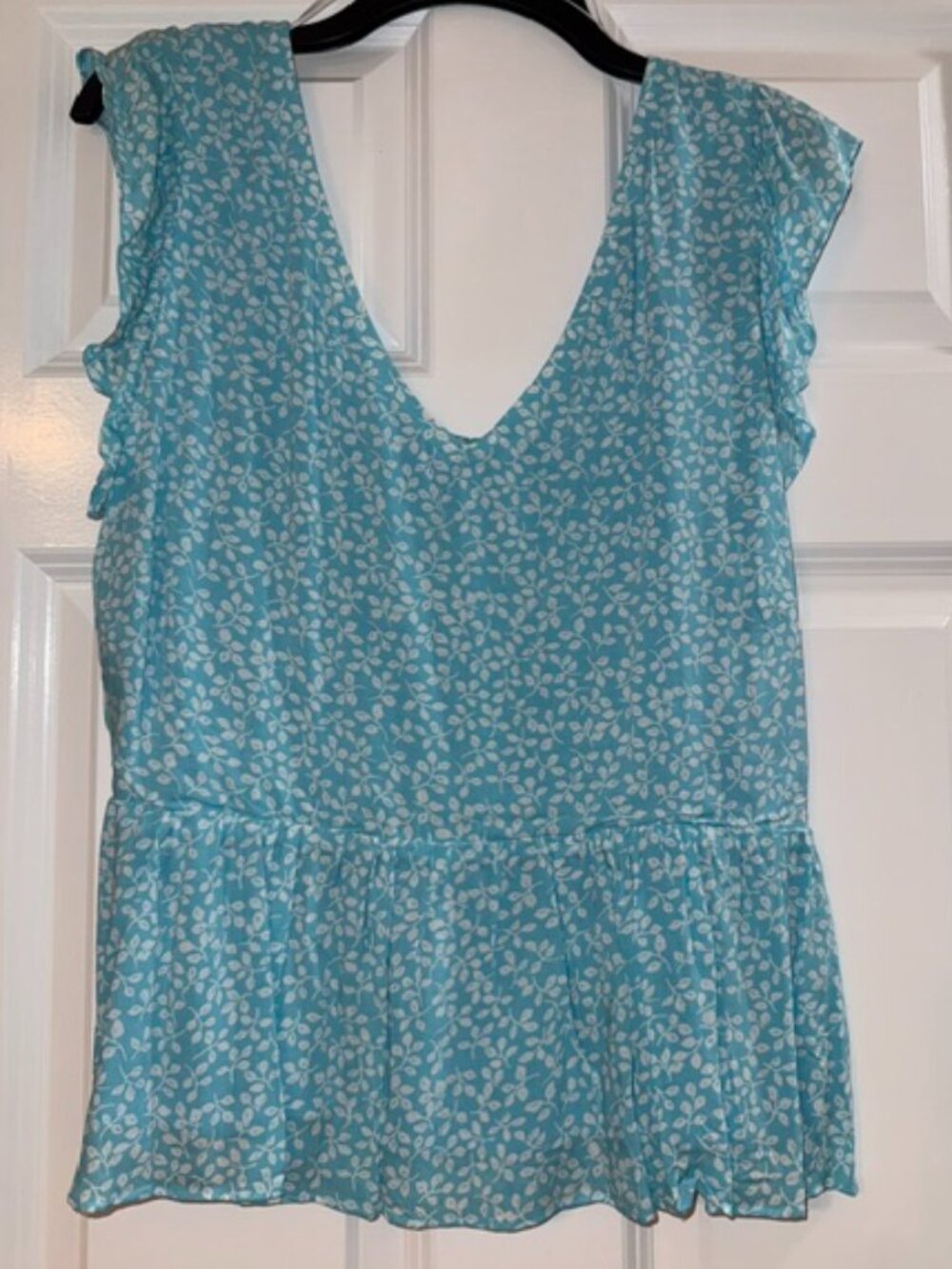NWT, Draper James, Light Blue Peplum Top, Size Large